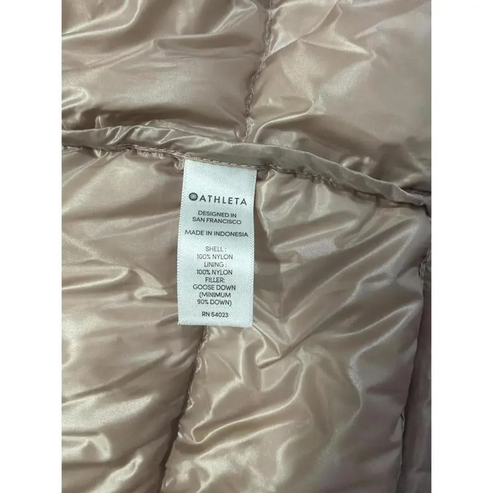 Athleta Women's Goose Down Puffer Vest in Beige, Size M - Picture 2 of 5